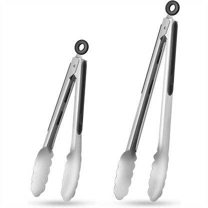 HAUSGOLD - Pinze per griglia e cucina in acciaio inossidabile con manico in silicone, 22,86 cm e 30,48 cm