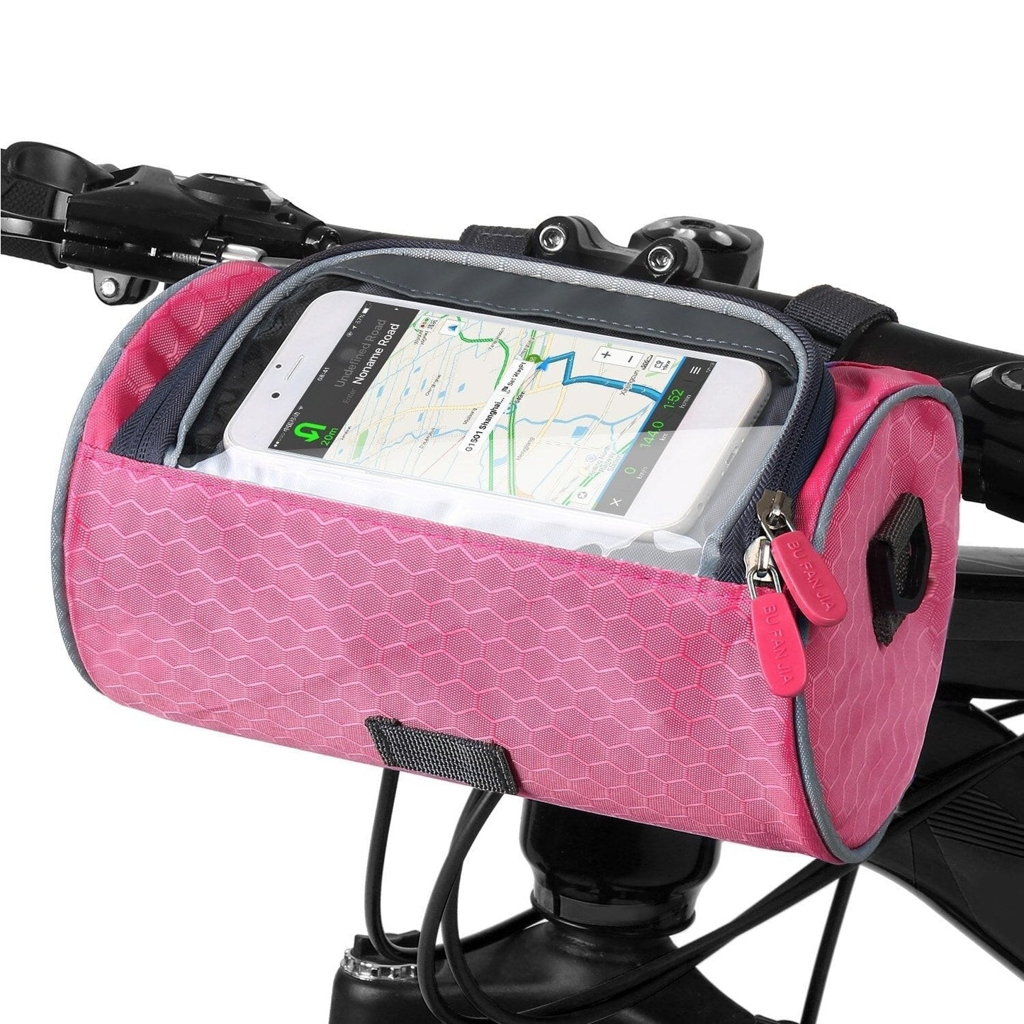 Borsa da manubrio pratica per bicicletta con porta-smartphone e materiale resistente all'acqua