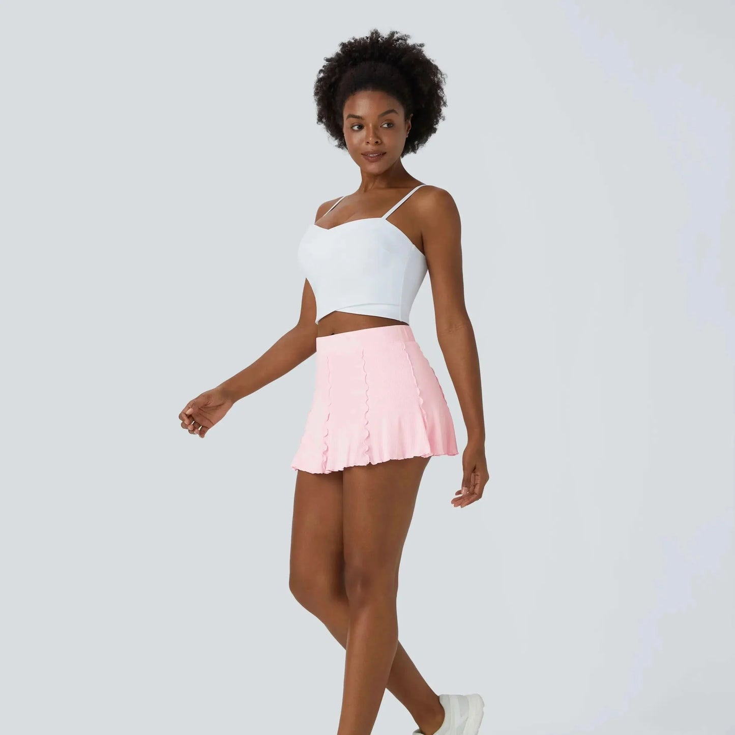 RIBBEDKNIT - Gonna da tennis femminile 2-in-1 con orlo a balze giocoso