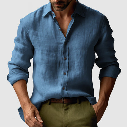Camicia in Lino Vintage a Maniche Lunghe