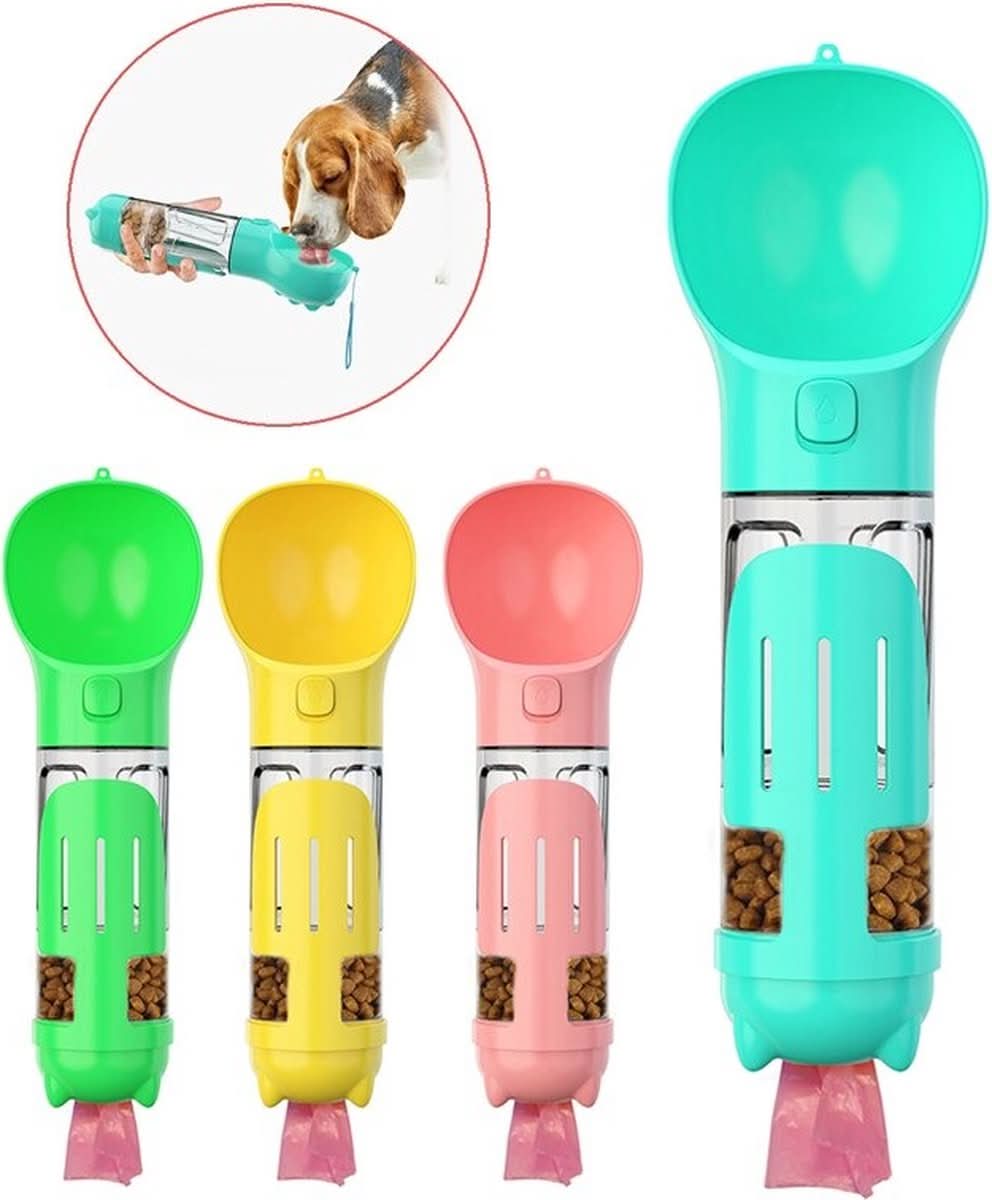 Borraccia WalkiePet – Portatile 2-in-1 per bere e dare da mangiare al cane, con porta sacchetti igienici