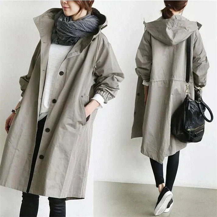 Trench Impermeabile da Donna con Cappuccio – Lungo e Caldo