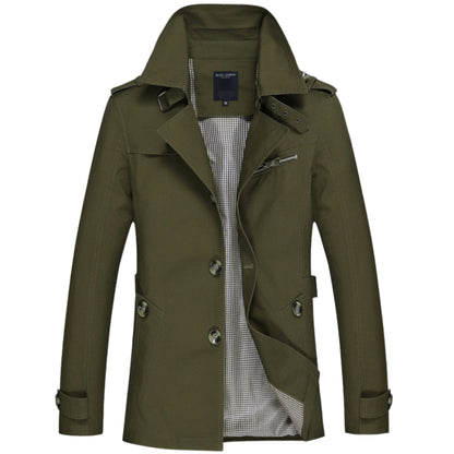 Trench Impermeabile da Uomo – Stile Militare con Tasca con Cerniera