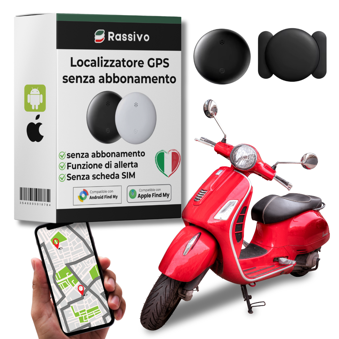 Localizzatore GPS per Moto Senza Abbonamento – Compatibile con Android & iOS Find My – Sicurezza Antifurto
