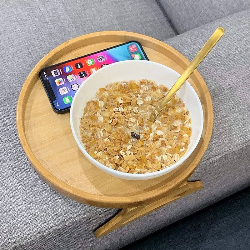 COMFORTCLIP – Vassoio da bracciolo in legno naturale da agganciare per bevande e snack