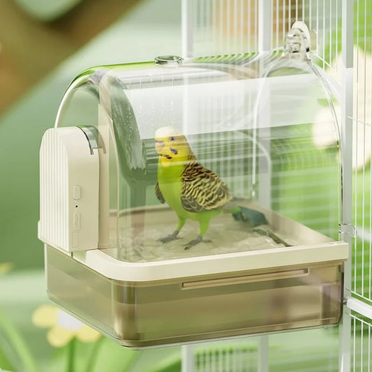 AVICLEAR – Vasca trasparente da appendere per uccelli con ricircolo automatico dell'acqua