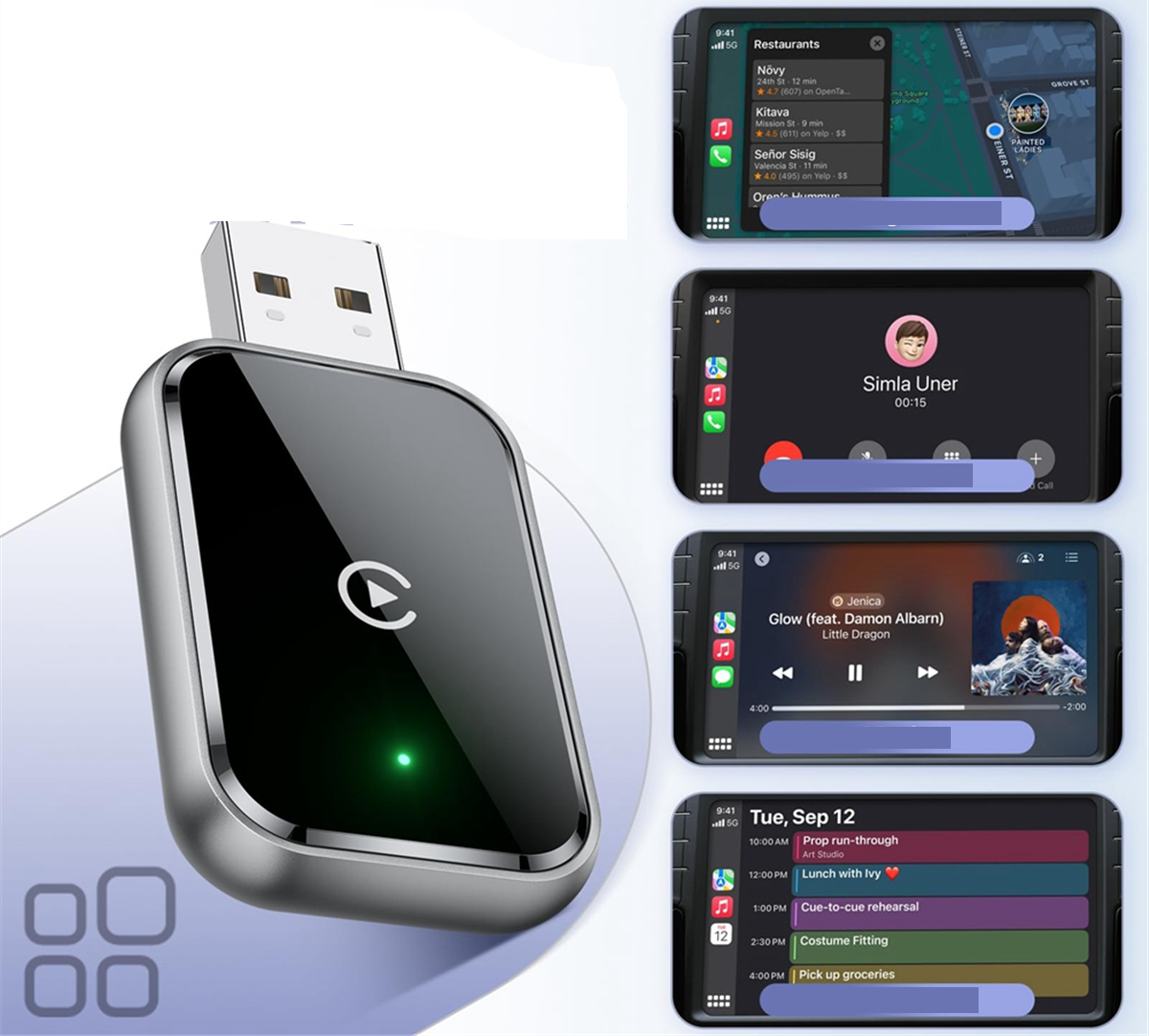 Adattatore Wireless CarPlay – Convertitore Mini USB e USB-C da connessione cablata a wireless