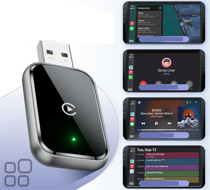 Adattatore Wireless CarPlay – Convertitore Mini USB e USB-C da connessione cablata a wireless