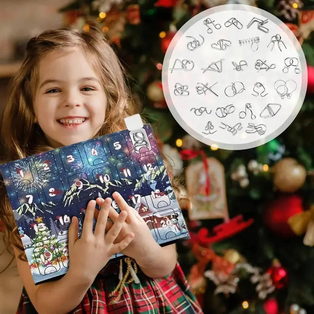 AdventPuzzle | Calendario dell'Avvento educativo con puzzle in metallo e 24 rompicapo