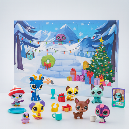 Calendario dell’Avvento Set di Gioco per Bambini con Figure Natalizie e Sorprese