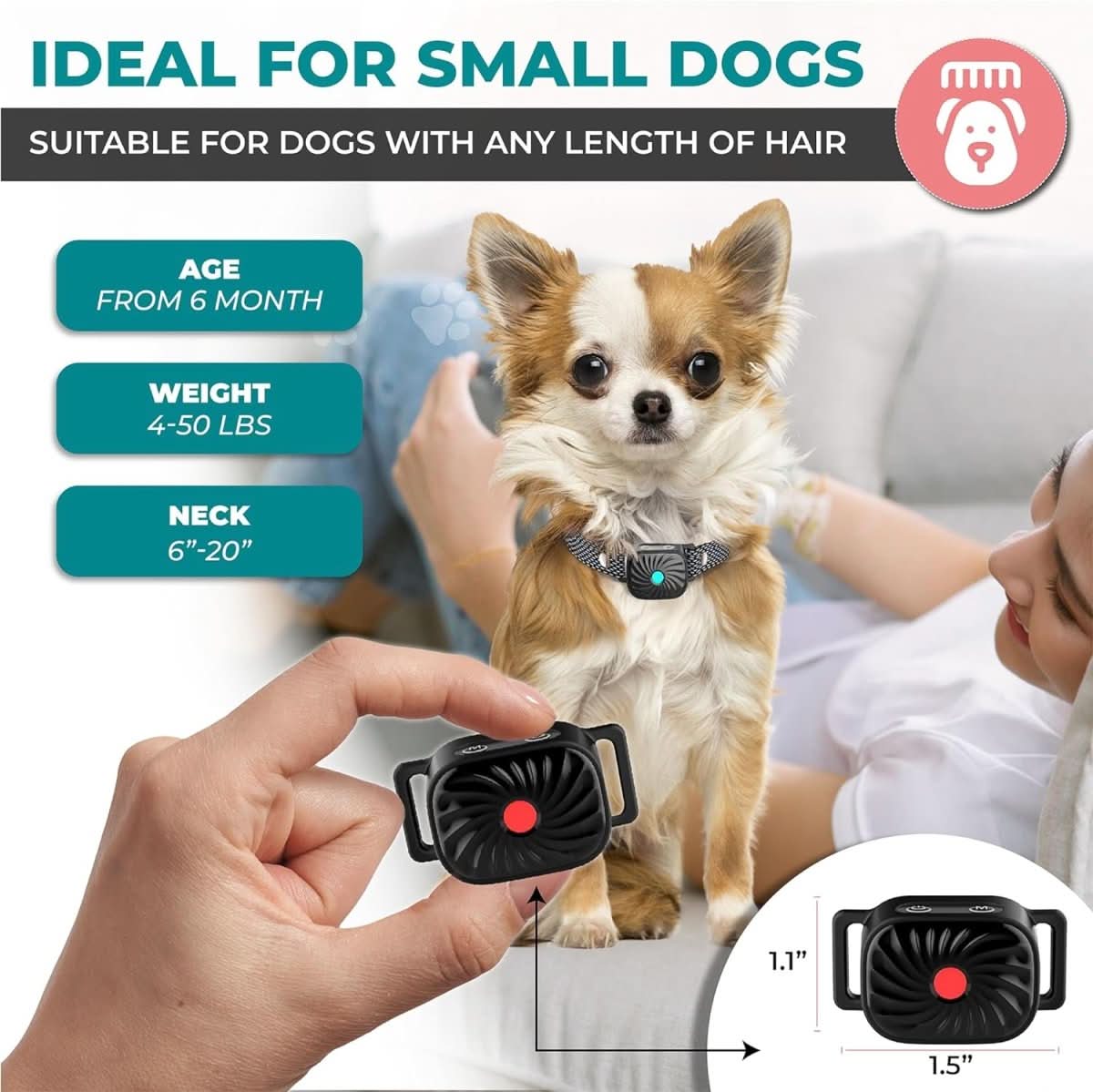 BARKCALM MINI – Collare antiabbaio delicato con suono e vibrazione per cani di piccola taglia
