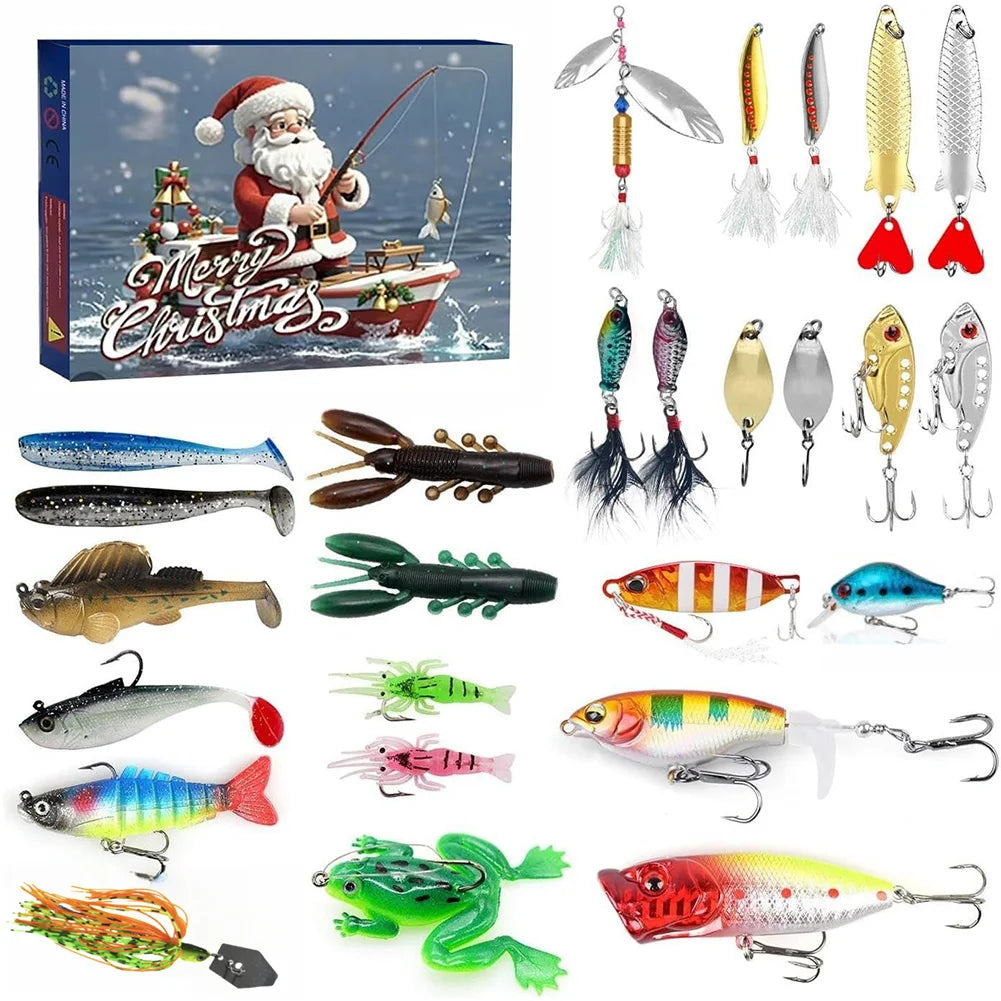 AquaBait | Calendario dell'Avvento premium a tema pesca con 24 esche uniche