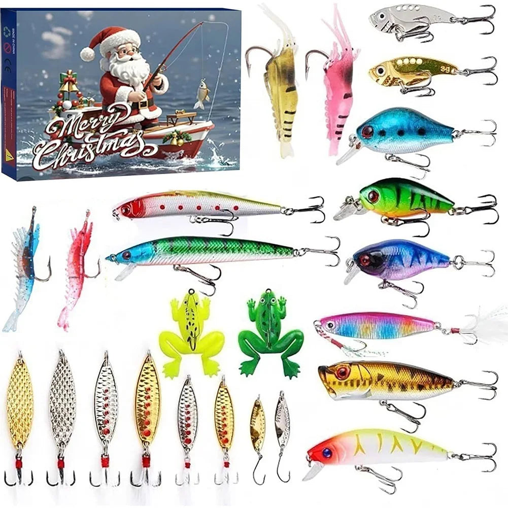AquaBait | Calendario dell'Avvento premium a tema pesca con 24 esche uniche