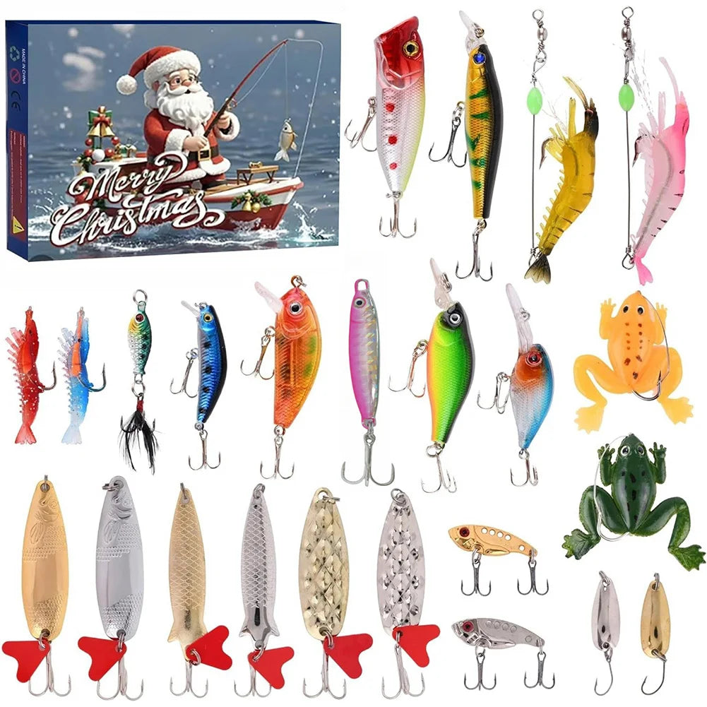 AquaBait | Calendario dell'Avvento premium a tema pesca con 24 esche uniche