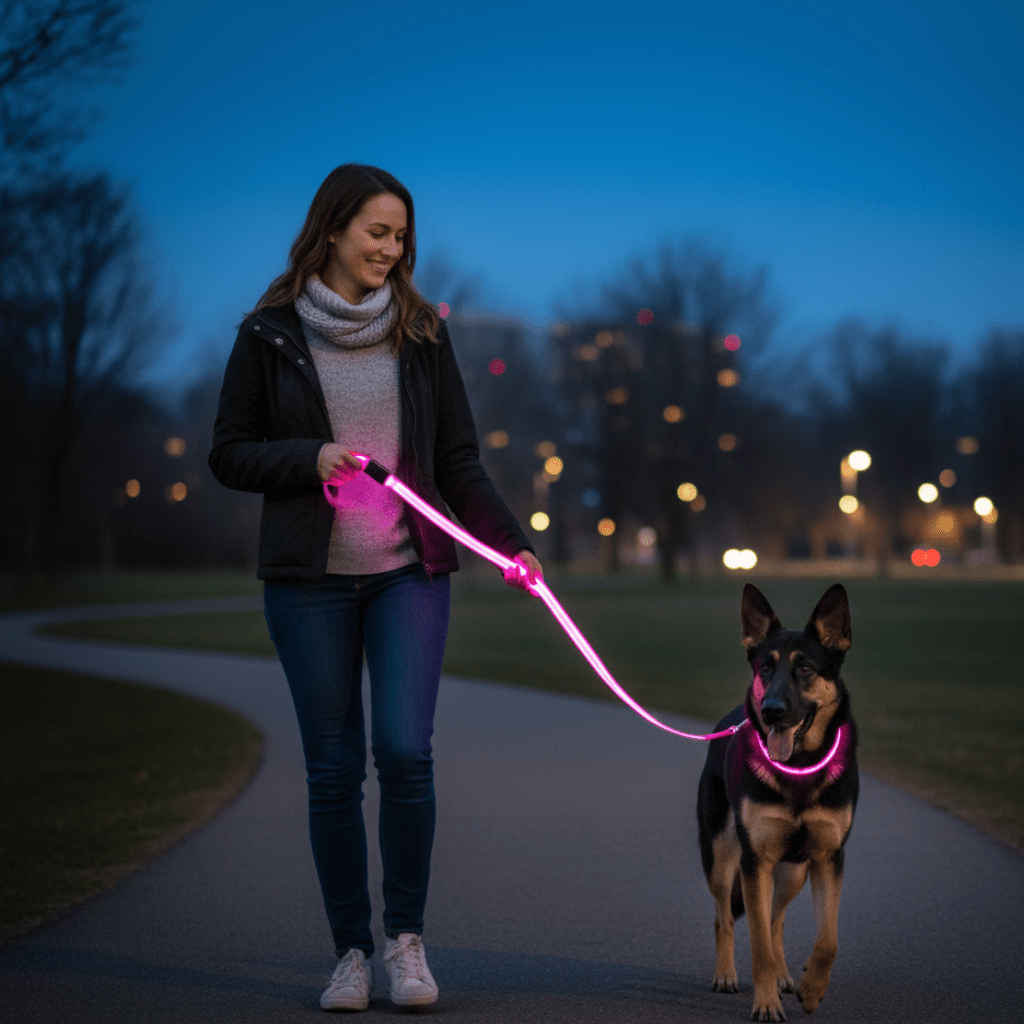 BRIGHTBARK – Guinzaglio LED per cani con ricarica USB e design riflettente