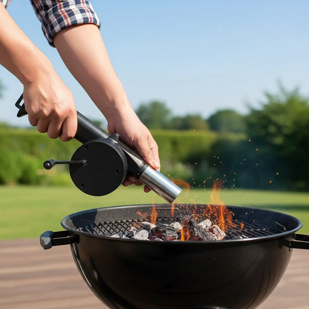 BBQ AirBlower - Ventola da barbecue manuale per accendere facilmente la carbonella