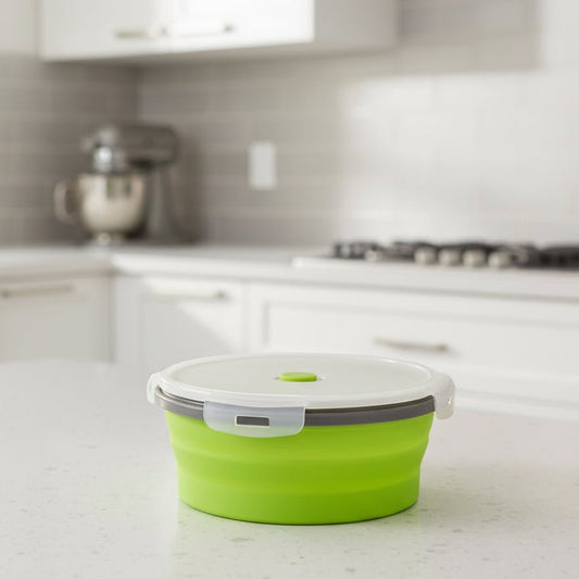 BENTOSTORE – Set di contenitori Bento in silicone pieghevoli, contenitore per pranzo portatile con coperchio a prova di perdite