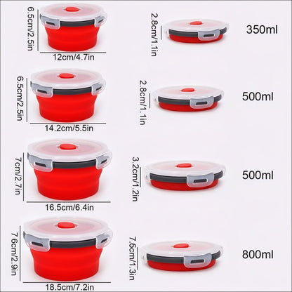 BENTOSTORE – Set di contenitori Bento in silicone pieghevoli, contenitore per pranzo portatile con coperchio a prova di perdite
