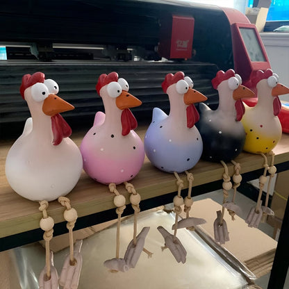 FRECHFEDER – Statua di pollo da giardino giocosa con zampe danzanti