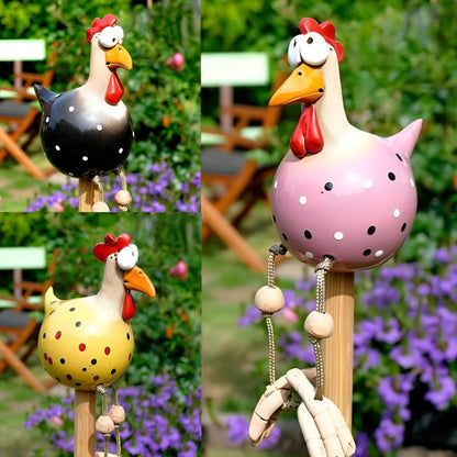 FRECHFEDER – Statua di pollo da giardino giocosa con zampe danzanti