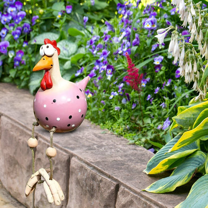 FRECHFEDER – Statua di pollo da giardino giocosa con zampe danzanti