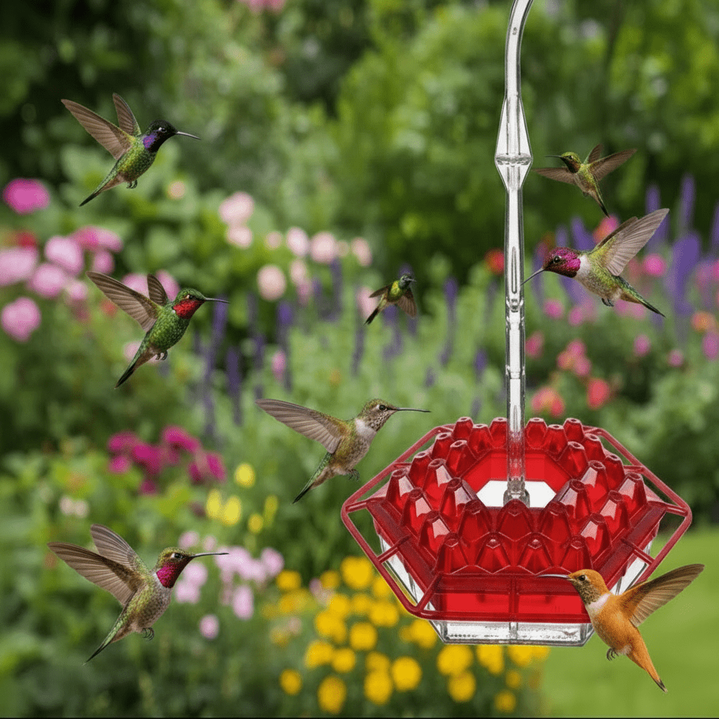 HUMMIFEED – Alimentatore colorato da appendere per colibrì e abbeveratoio per uccelli resistente alle intemperie