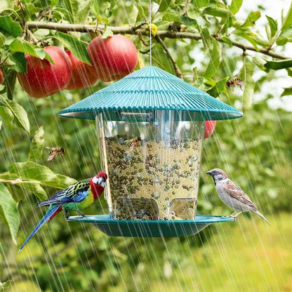 HEXAFEEDER – Alimentatore per uccelli esagonale di alta qualità per uso esterno, con riempimento facile e protezione dalle intemperie