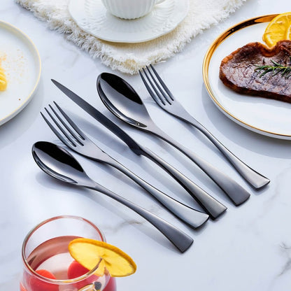 NOIRSTEEL – Elegante set di posate in acciaio inossidabile nero