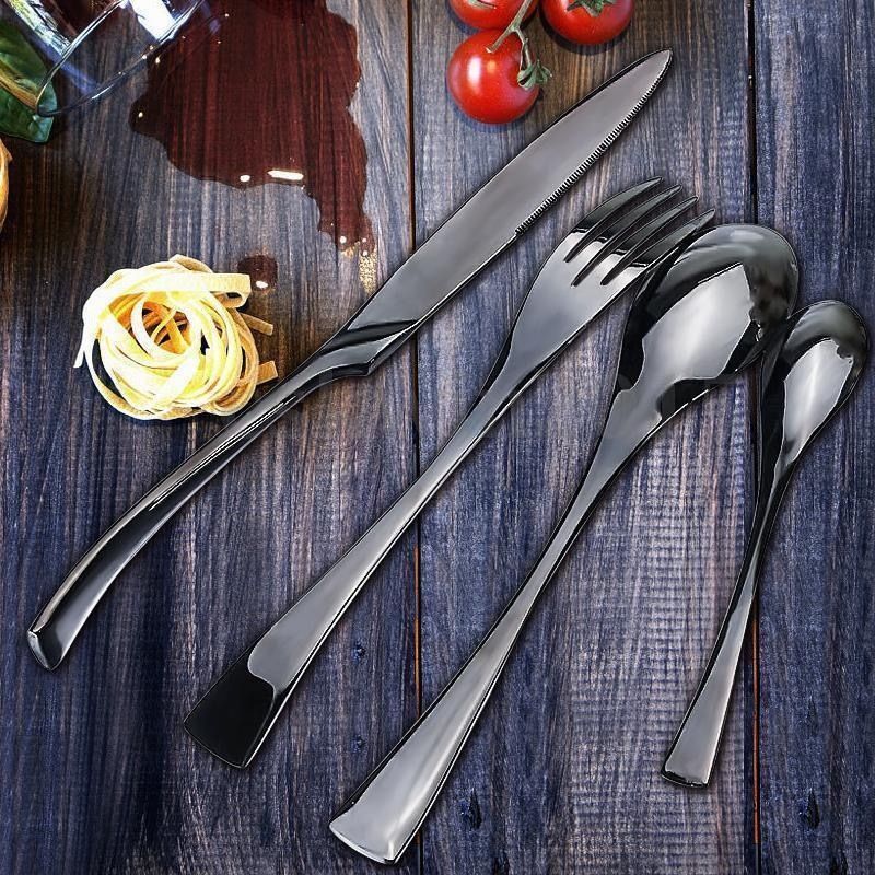 NOIRSTEEL – Elegante set di posate in acciaio inossidabile nero