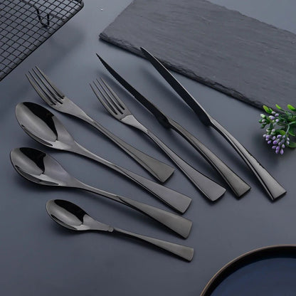 NOIRSTEEL – Elegante set di posate in acciaio inossidabile nero
