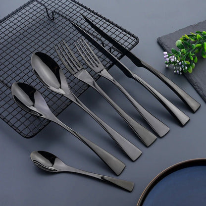 NOIRSTEEL – Elegante set di posate in acciaio inossidabile nero