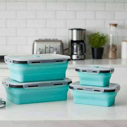 FOODSTACK – Set di contenitori per pranzo pieghevoli in silicone senza BPA
