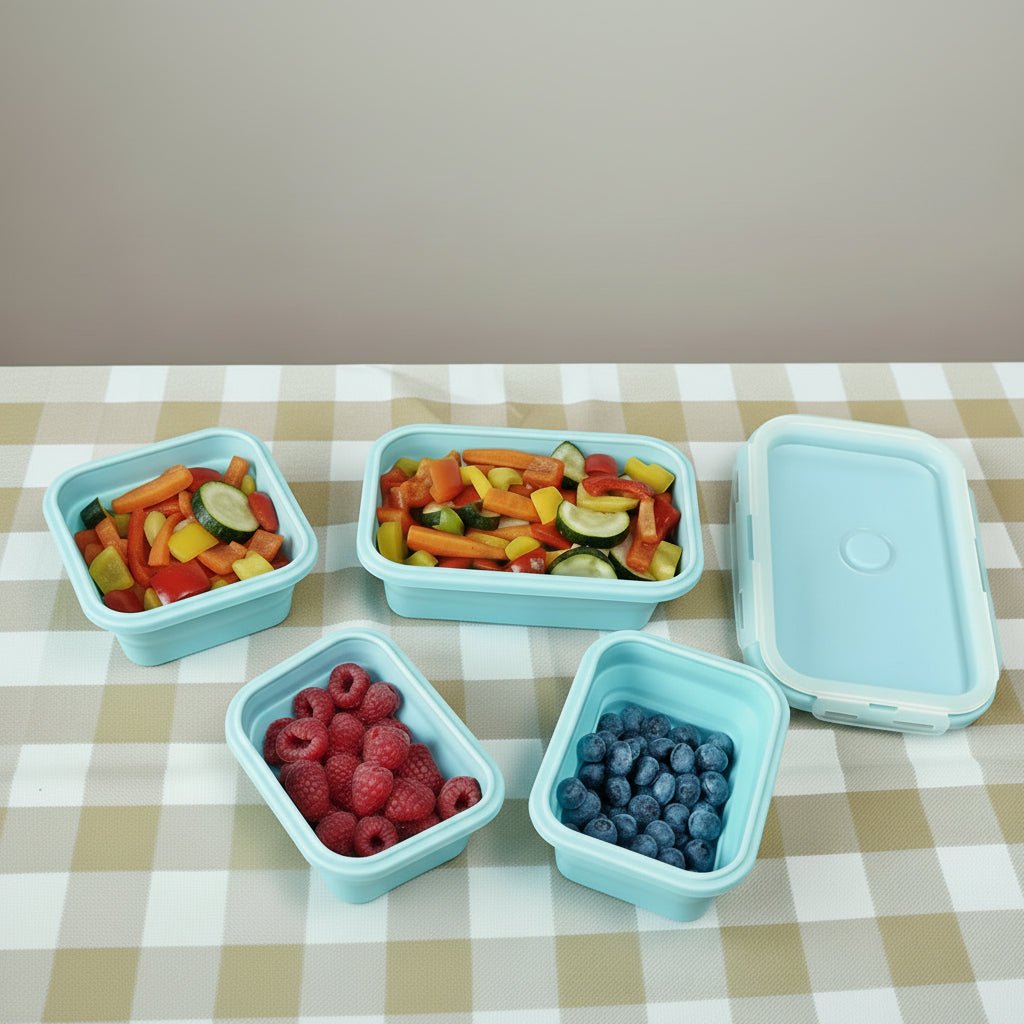FOODSTACK – Set di contenitori per pranzo pieghevoli in silicone senza BPA