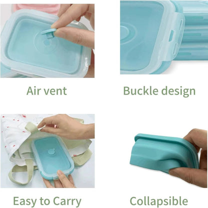 FOODSTACK – Set di contenitori per pranzo pieghevoli in silicone senza BPA