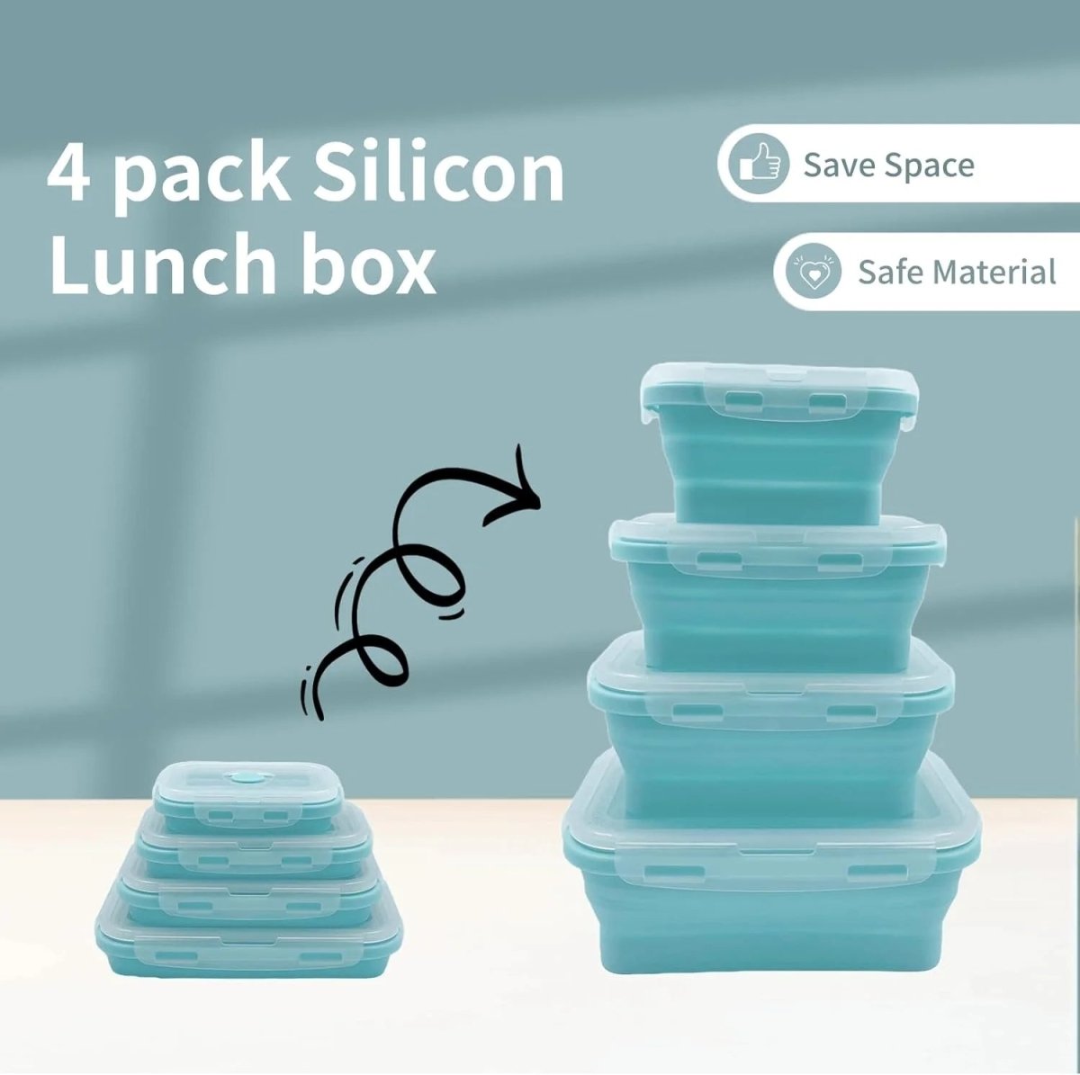 FOODSTACK – Set di contenitori per pranzo pieghevoli in silicone senza BPA