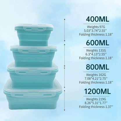 FOODSTACK – Set di contenitori per pranzo pieghevoli in silicone senza BPA