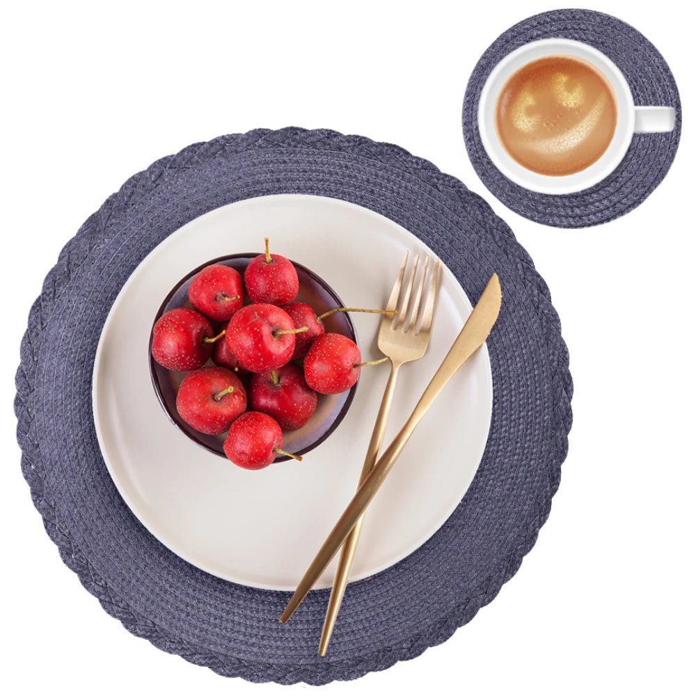 WEAVECIRCLE – Set di 6 tovagliette intrecciate lavabili antiscivolo