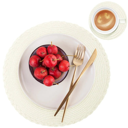 WEAVECIRCLE – Set di 6 tovagliette intrecciate lavabili antiscivolo