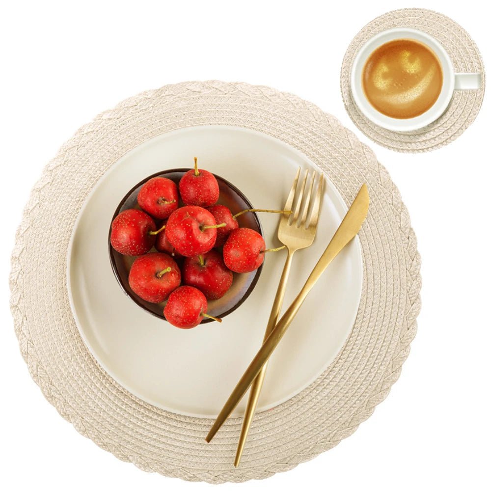 WEAVECIRCLE – Set di 6 tovagliette intrecciate lavabili antiscivolo