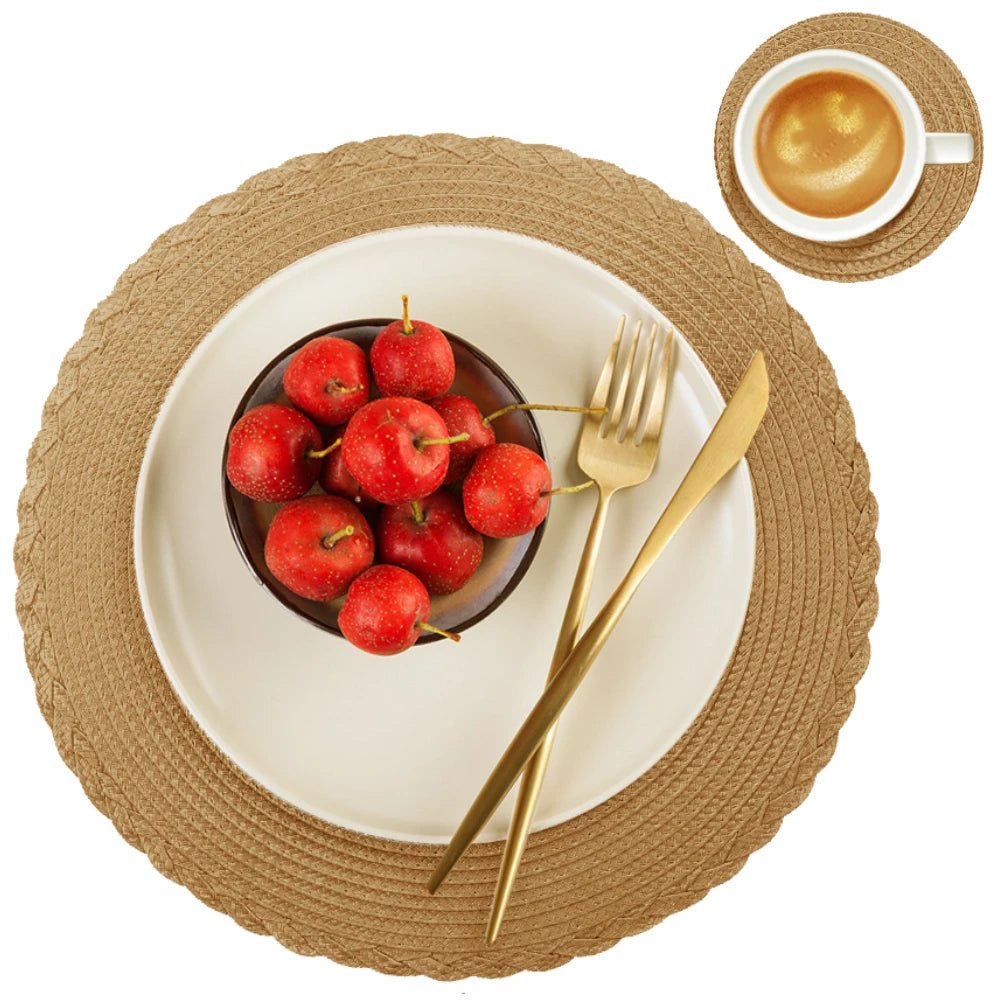 WEAVECIRCLE – Set di 6 tovagliette intrecciate lavabili antiscivolo
