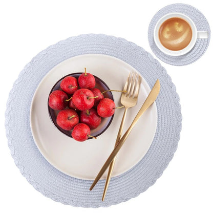 WEAVECIRCLE – Set di 6 tovagliette intrecciate lavabili antiscivolo