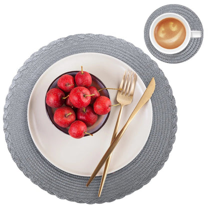 WEAVECIRCLE – Set di 6 tovagliette intrecciate lavabili antiscivolo