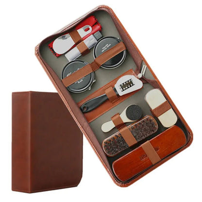 LEATHERCURE – Set di cura delle scarpe premium da 9 pezzi per pelle durevole