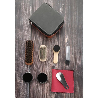 LEATHERCURE – Set di cura delle scarpe premium da 9 pezzi per pelle durevole