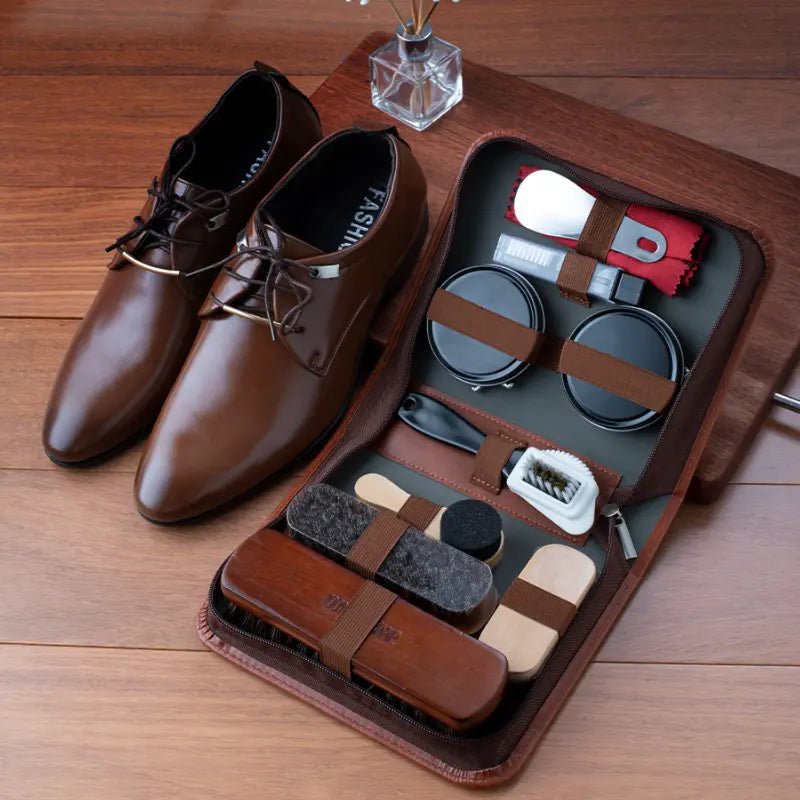 LEATHERCURE – Set di cura delle scarpe premium da 9 pezzi per pelle durevole