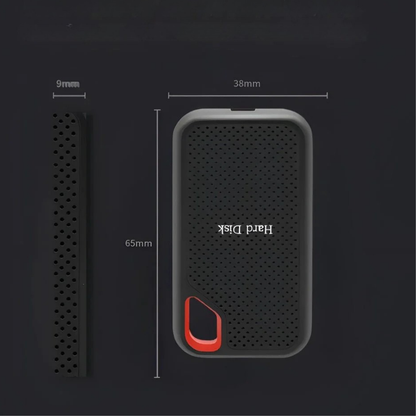Vista ravvicinata del disco SSD esterno