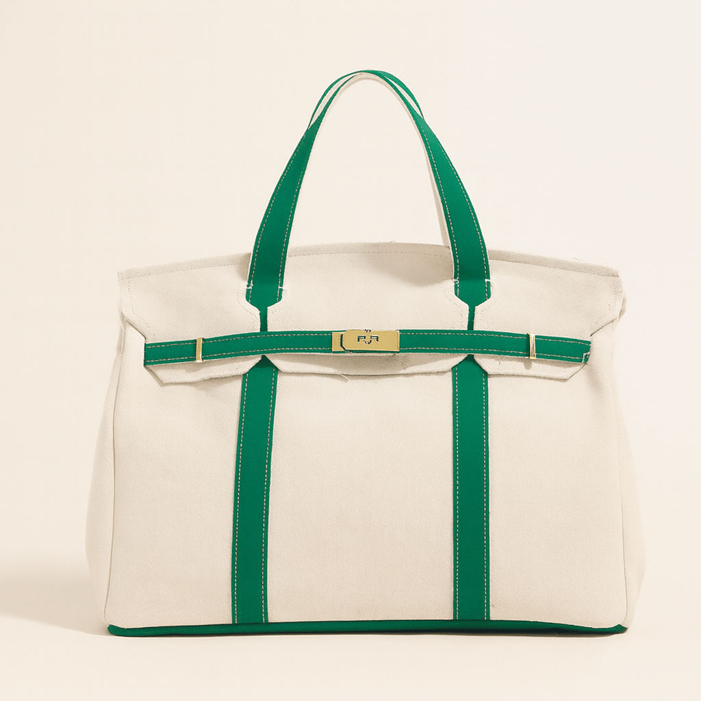 Seavelle – Borsa classica in tela di cotone con struttura rinforzata in acciaio