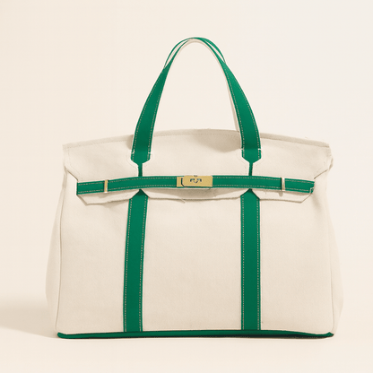 Seavelle – Borsa classica in tela di cotone con struttura rinforzata in acciaio