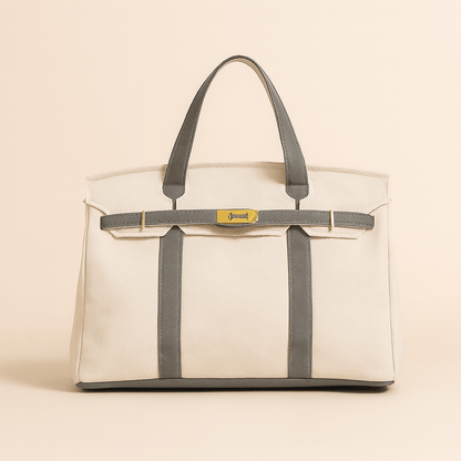 Seavelle – Borsa classica in tela di cotone con struttura rinforzata in acciaio