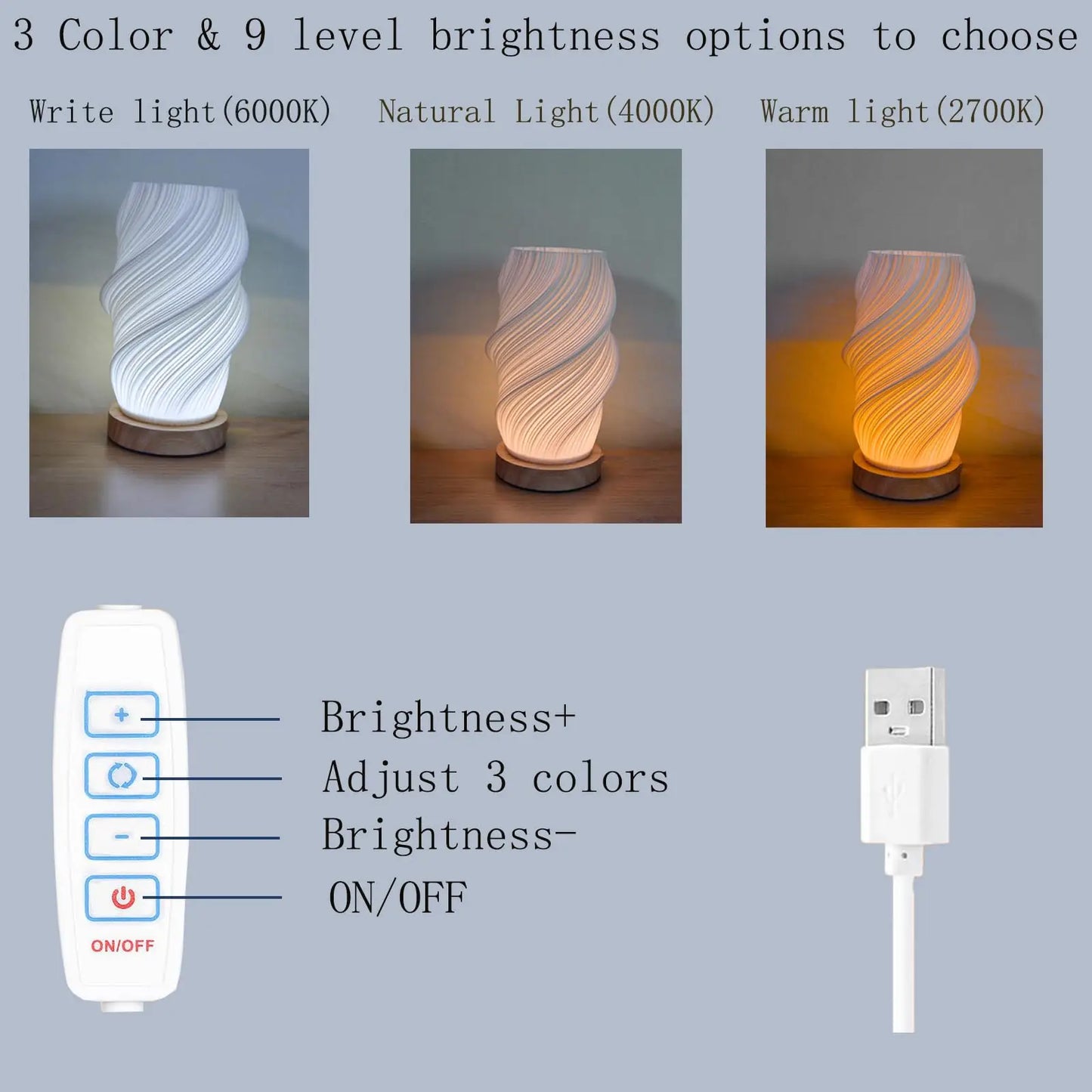 BREEZELIGHT LED – Lampada da tavolo a LED dimmerabile con 3 tonalità di luce